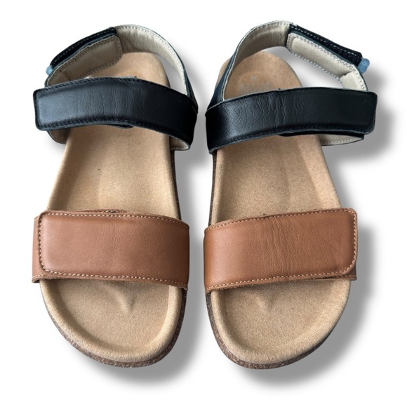 Cloud Footwear Lana Ankle Strap Sandal Nappa Tan Nappa Black Leather Size US 6 - Picture 1 of 10